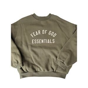 Fear of God Essentials army green crew sweatshirt - size xsmall